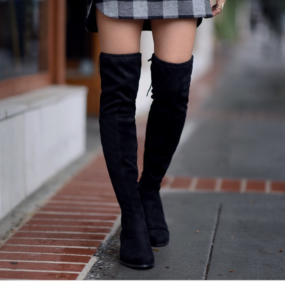 Over the knee black boots worn once